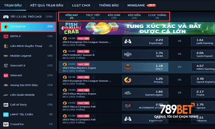 Cá cược CSGO tại Esport 789BBET có nhiều cửa đặt cược hấp dẫn Cá cược CSGO tại Esport 789BBET có nhiều cửa đặt cược hấp dẫn